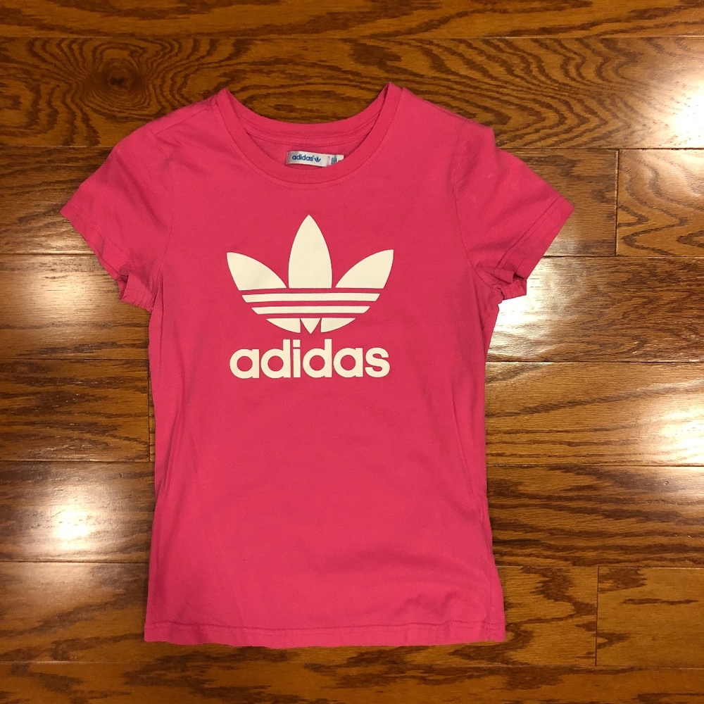Adidas Pink and White Tee Shirt